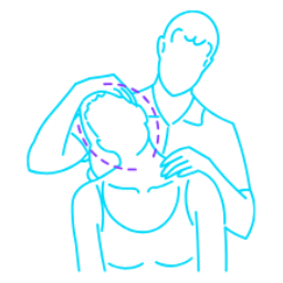 Ilustración de fisioterapeuta tratando el cuello de una paciente